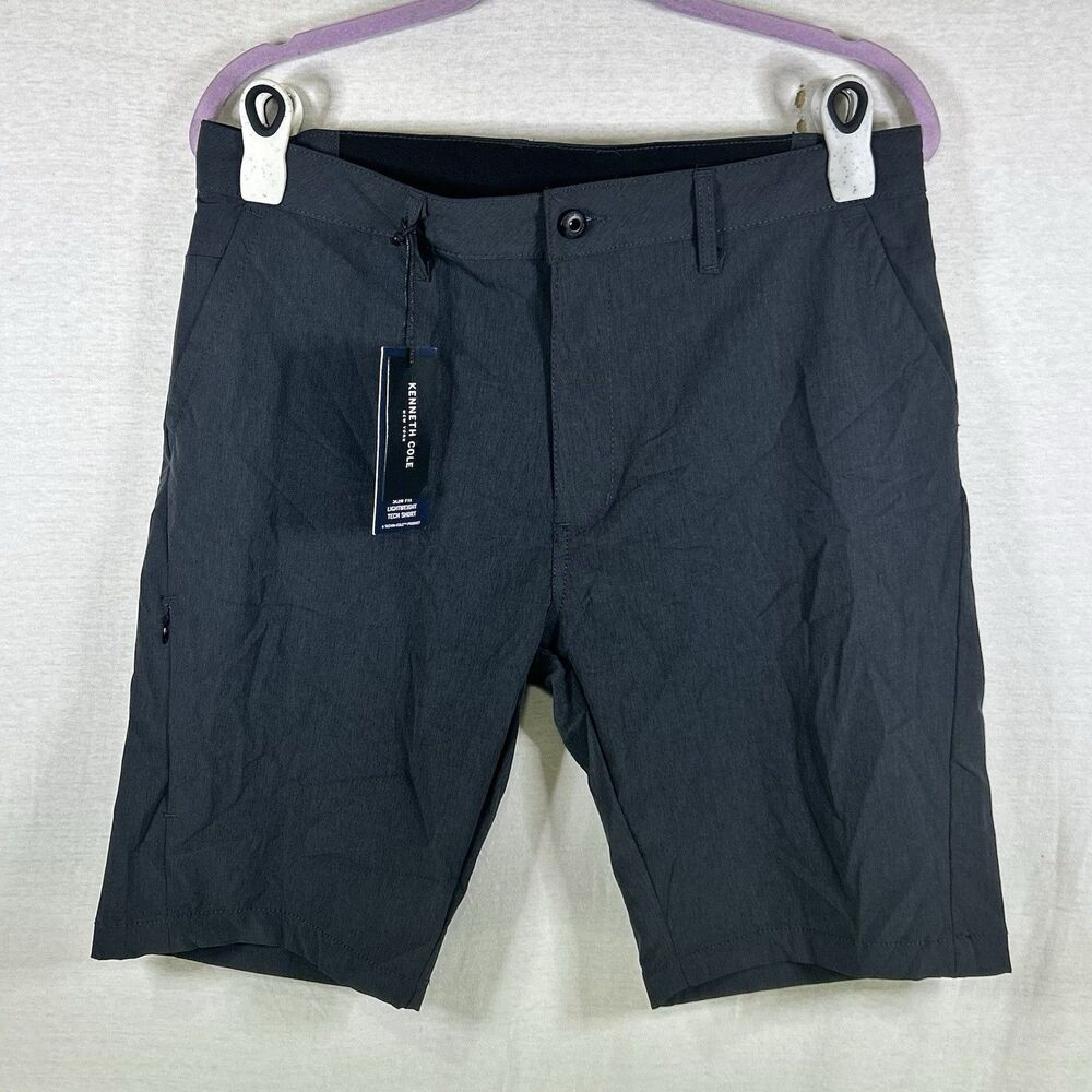 NWT Kenneth Cole Tech Shorts Lightweight Stretch Wicking Slim Fit Men Gray 34